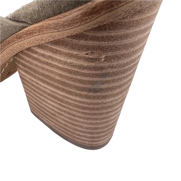 Marc Fisher Taupe Suede Valen Criss Cross Block Heel Sandals 6 Women’s - Picture 10 of 10